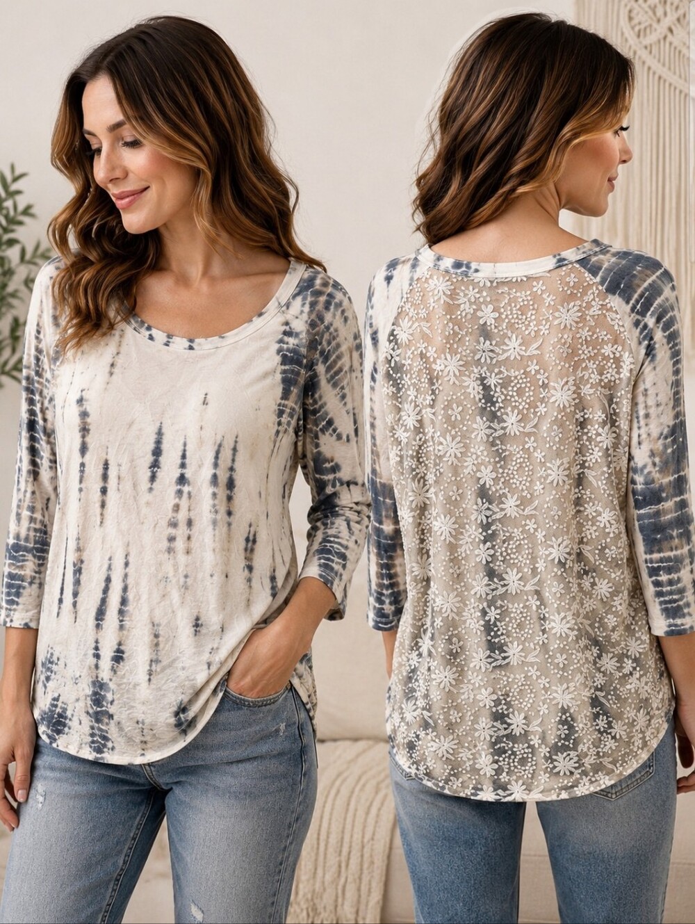 ❤️ HARD TAIL Y2K TIE DYE EMBROIDERED FLORAL LACE BACK TOP, SMALL
